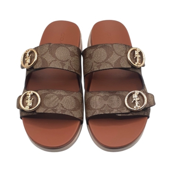Coach Gable Signature Double Buckle Sandals Size 8B - Picture 2 of 12